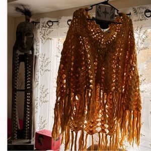 Vintage 70's Knit Cape in yellow